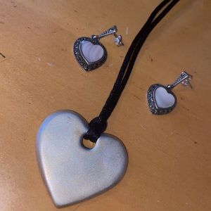 White heart necklace and earrings set